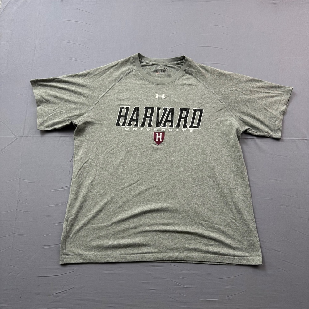 Under Armour Harvard University HeatGear Shirt Mens‎ Large Gray Short Sleeve Tee